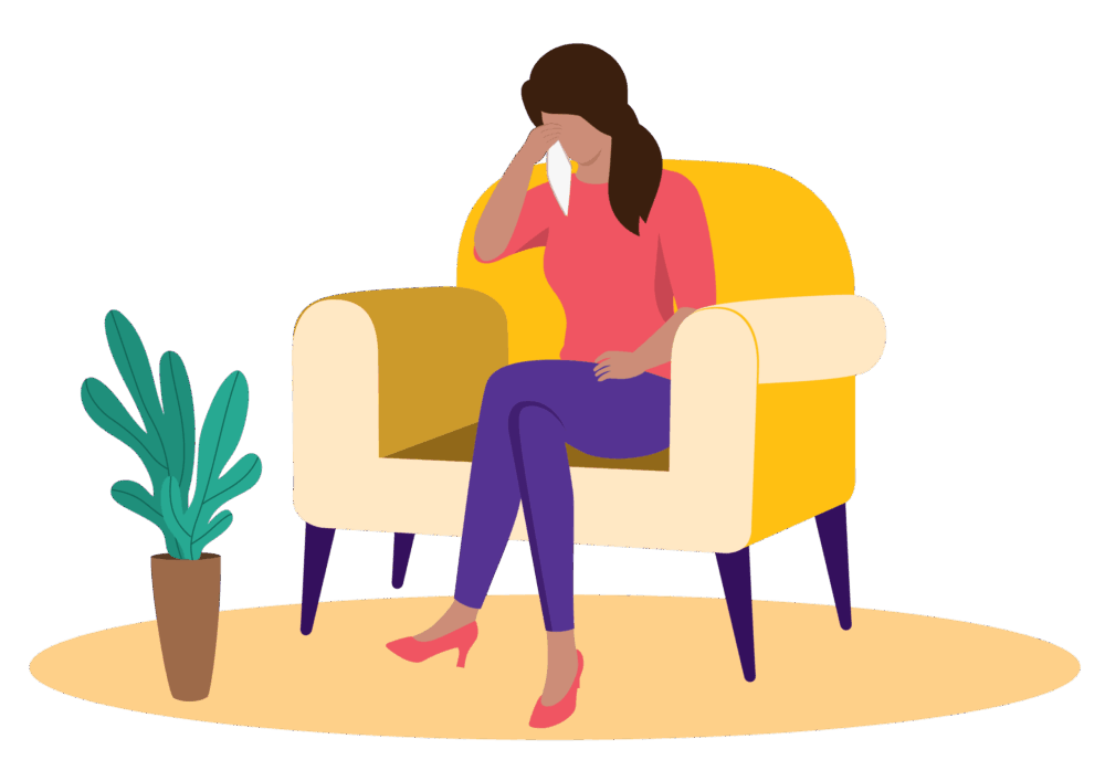 Woman crying on a chair feeling depressed