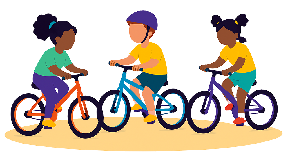 Kids riding bikes in Miami after therapy